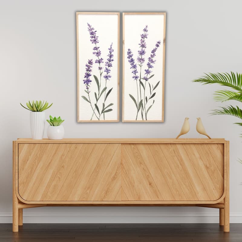 Lyulia Multicolor Wood Vertical Left Flowering Lavender Bouquet Wall Panel