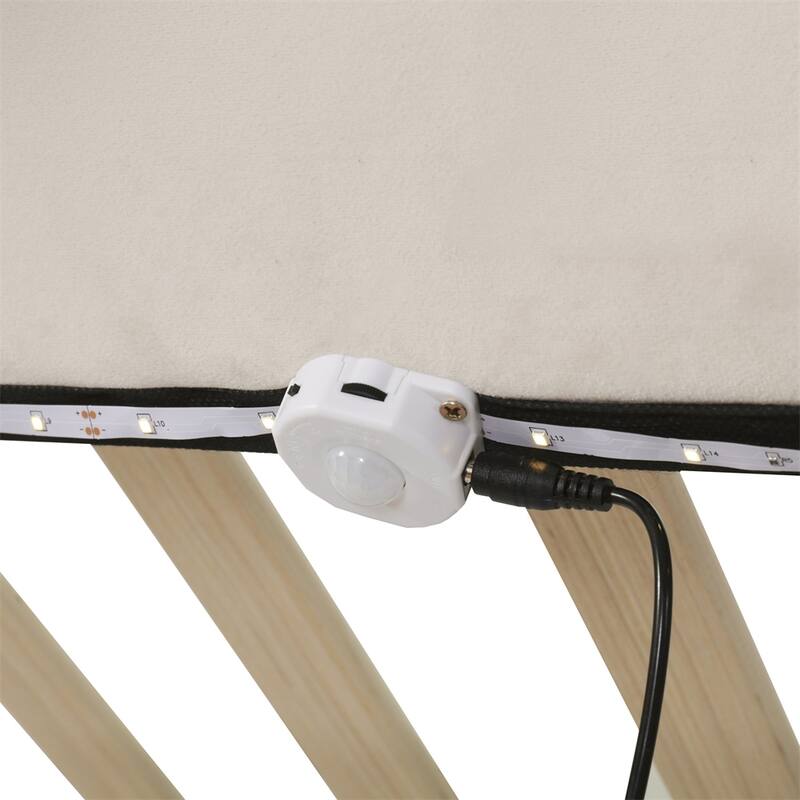 Queen Size Upholstered Platform Bed with Sensor Light and Backrests