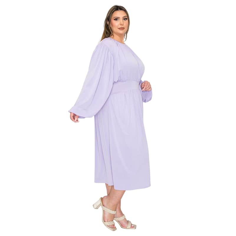 L I V D Women's Plus Size Audrey Ruched Midi Dress