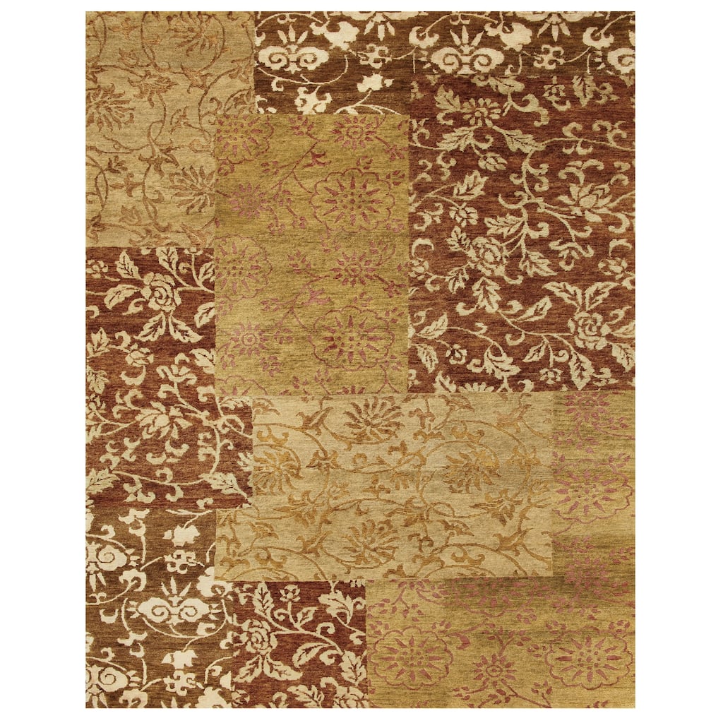Qing Luxury Knot Oriental Area Rug, Golden/Brown