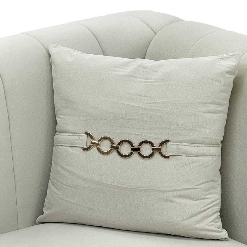 Chesterfield Velvet Button Tufted Sofa, Luxury 3-Seater Couch with 2 Pillows