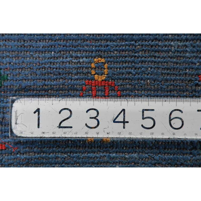Blue Gabbeh Indian Area Rug Hand-Knotted Silk Carpet - 8'10" x 11'5"