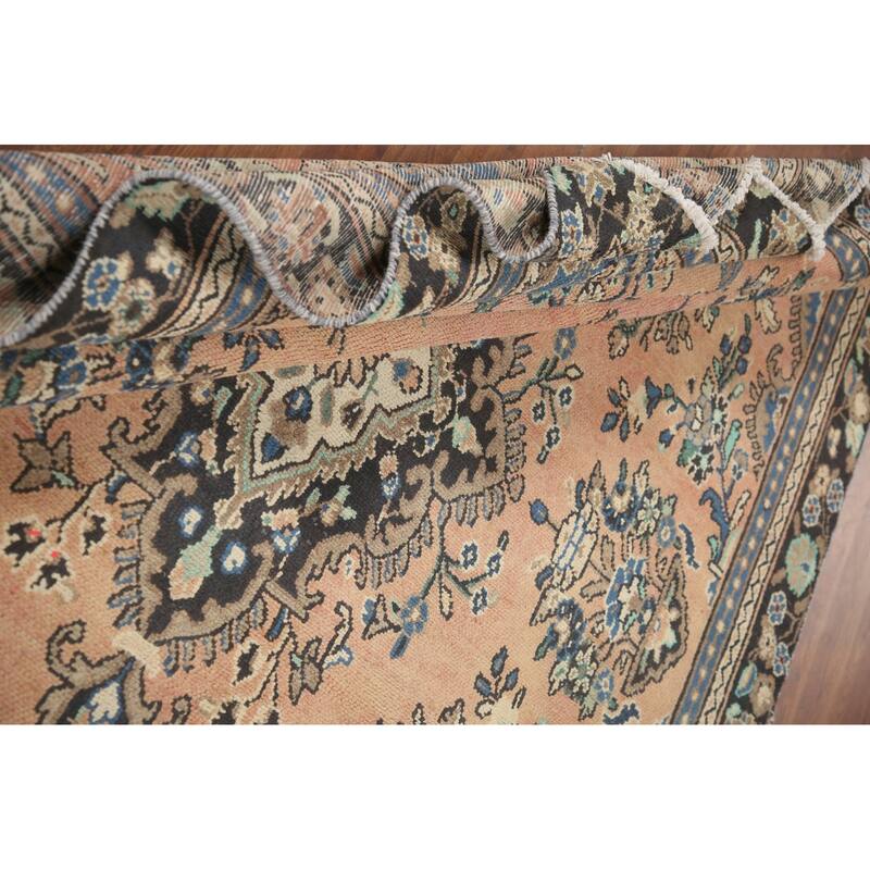 Hand Knotted Oriental 100% Wool Carpet Traditional Floral Coral Hamedan Area Rug - 9' 4'' X 6' 3''