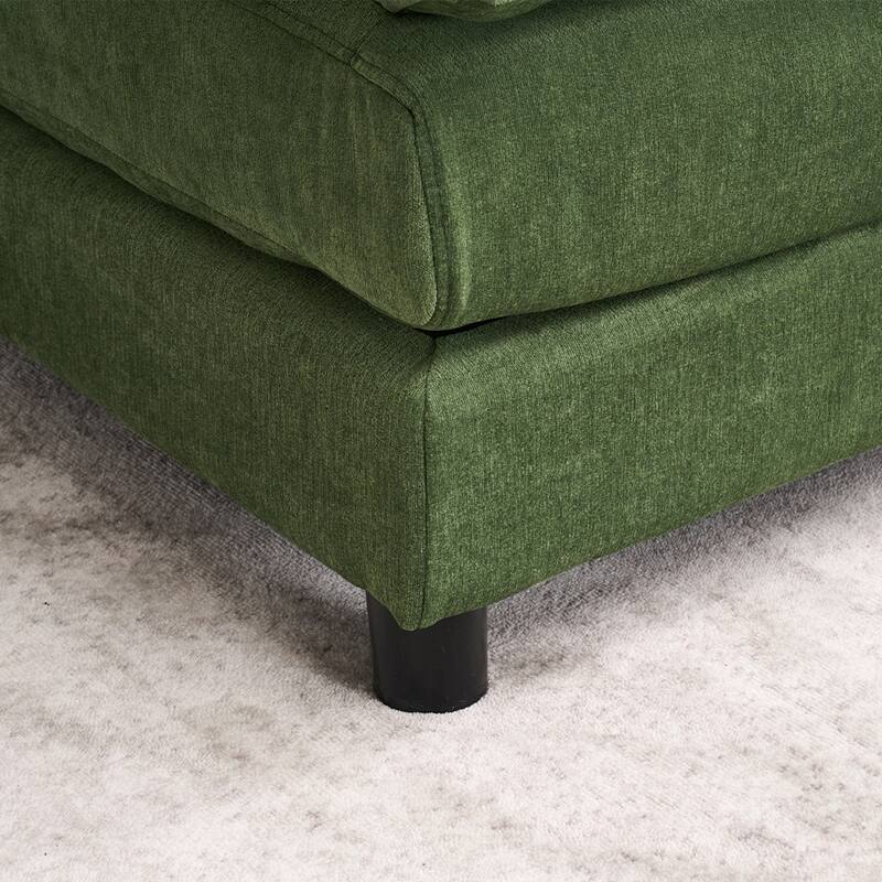 131.89" Chenille U-Shaped Sectional Sofa Bed with Sleeper & Iron Frame Support