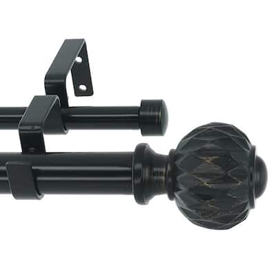 Meriville 1-Inch Diameter Double Window Curtain Rod, Castani Finial