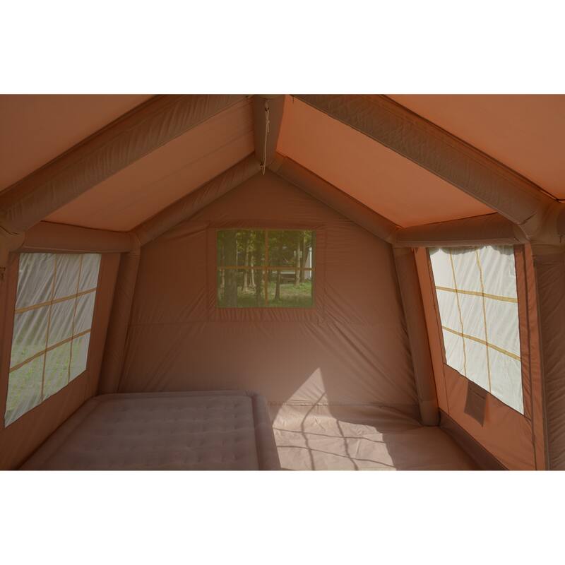 9.8 x13ft with canopy, Inflatable Camping Tents with Hand Pump, Air Glamping Tents, Easy Setup Waterproof and Windproof