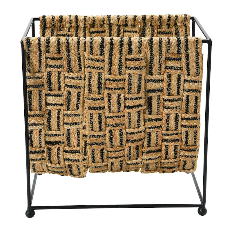 Woven Jute and Metal Magazine Holder