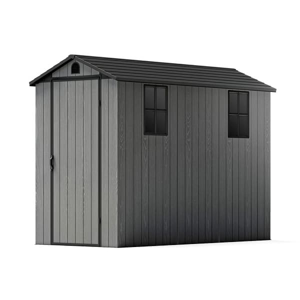slide 2 of 53, Patiowell 4' x 4' & 4' x 6' & 4' x 8' Plastic Outdoor Storage Shed, Resin Shed with Floor and Window for Patio Furniture,Tools