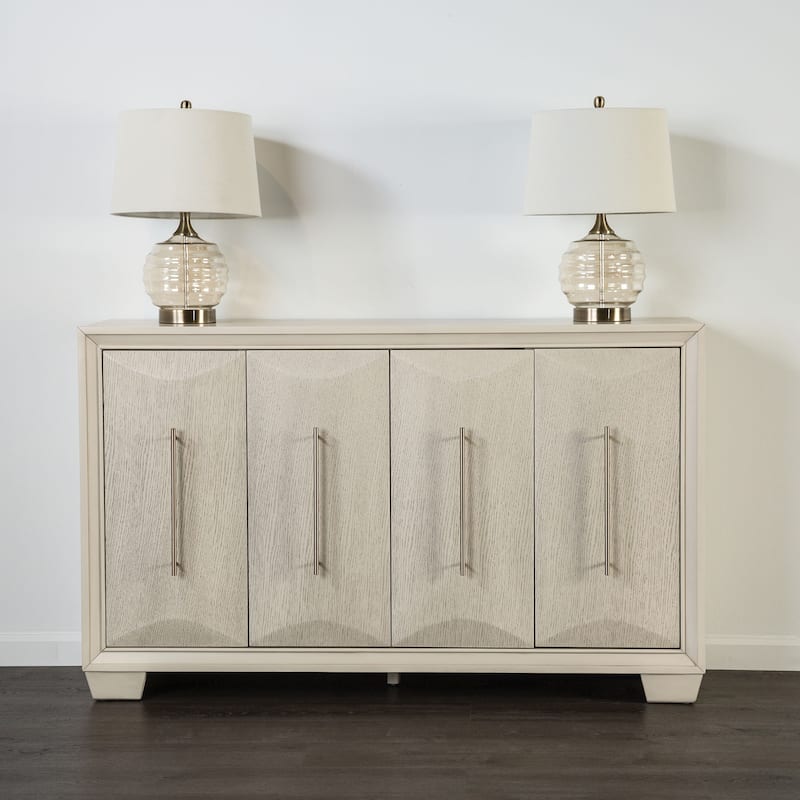 Furniture of America Chase Modern 60-inch Solid Wood 4-Door Dining Server with Internal Drawers and Shelves - Antique White