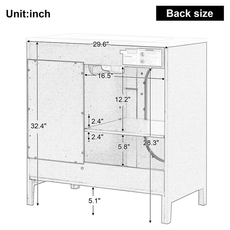 Bathroom Vanity Cabinet 30" Bathroom Vanity with Sink and Two Drawers