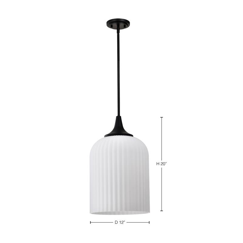 Solara Pendant Matte Black Finish Frosted Ribbed Glass - Matte Black