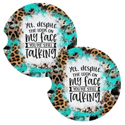 Yes Despite Look On My Face Snarky Funny Coasters for Car Cup Holders Set of 2 - Multi