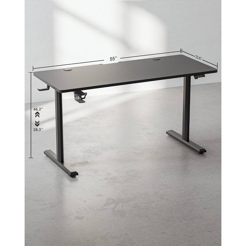 FEZIBO Height Adjustable Electric Standing Desk, Stand up Table, Sit Stand Home Office Desk with Splice Board