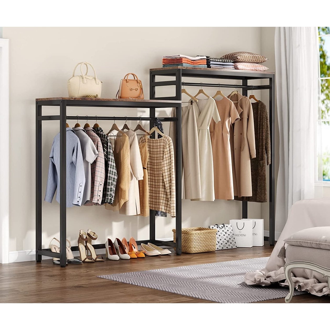 Extra Large Closet Organizer with Hooks, Heavy Duty Closet Clothes Rack  with Shelves and Hanging Rod - On Sale - Bed Bath & Beyond - 34439894