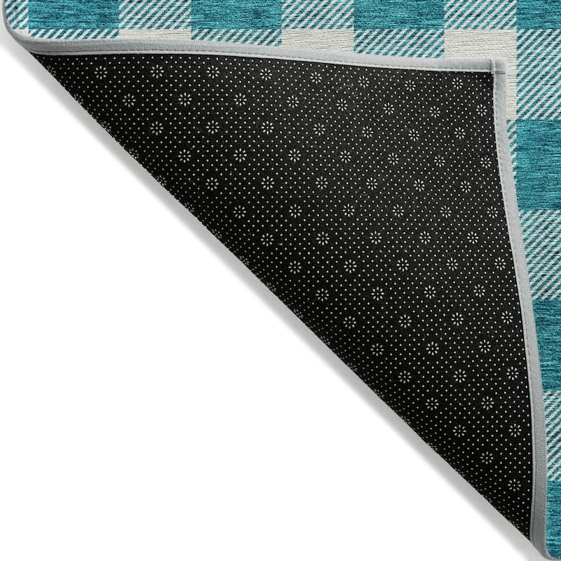 Machine Washable Indoor/ Outdoor Chantille Plaid Rug