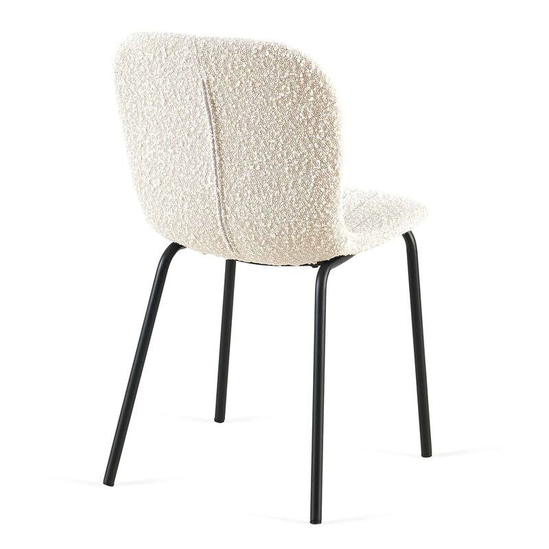 Boucle Dining Chairs Set of 4,Mid-Century Modern Upholstered PU Leather Chairs,for Kitchen Dining Room