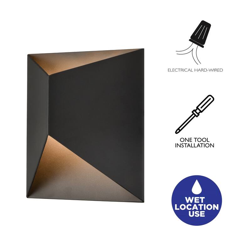 C Cattleya 2-Light Modern Matte Black Integrated LED Outdoor Wall Light