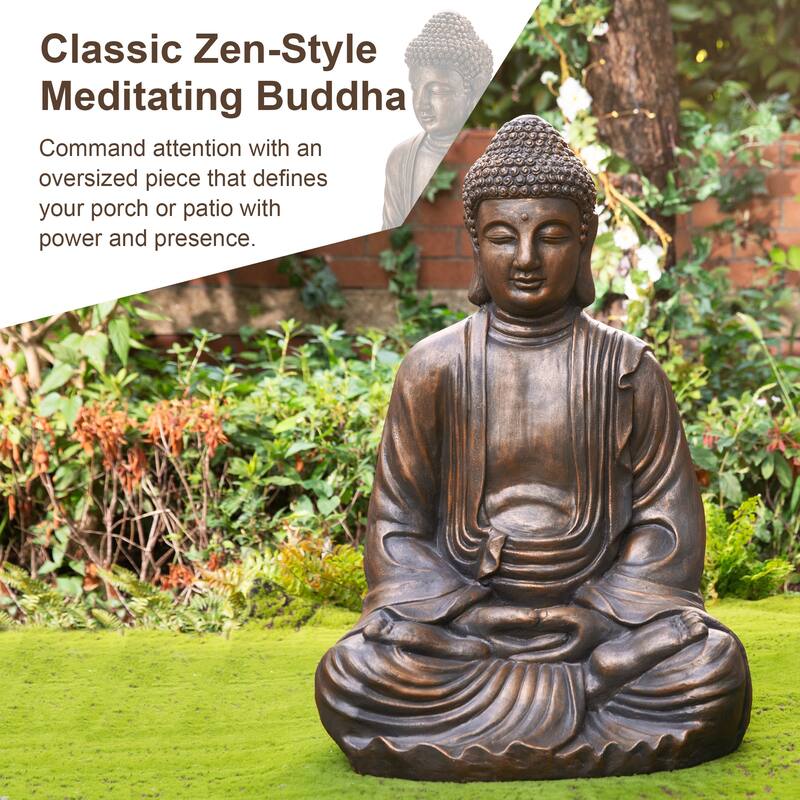 Glitzhome Zen-Style MgO Meditating Garden Buddha Statues Monk Sculpture Indoor Outdoor