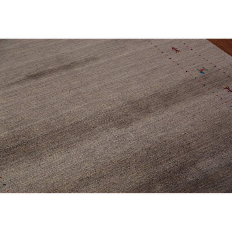Brown Gabbeh Oriental Area Rug Hand-Knotted Wool Carpet - 5'3" x 7'6"