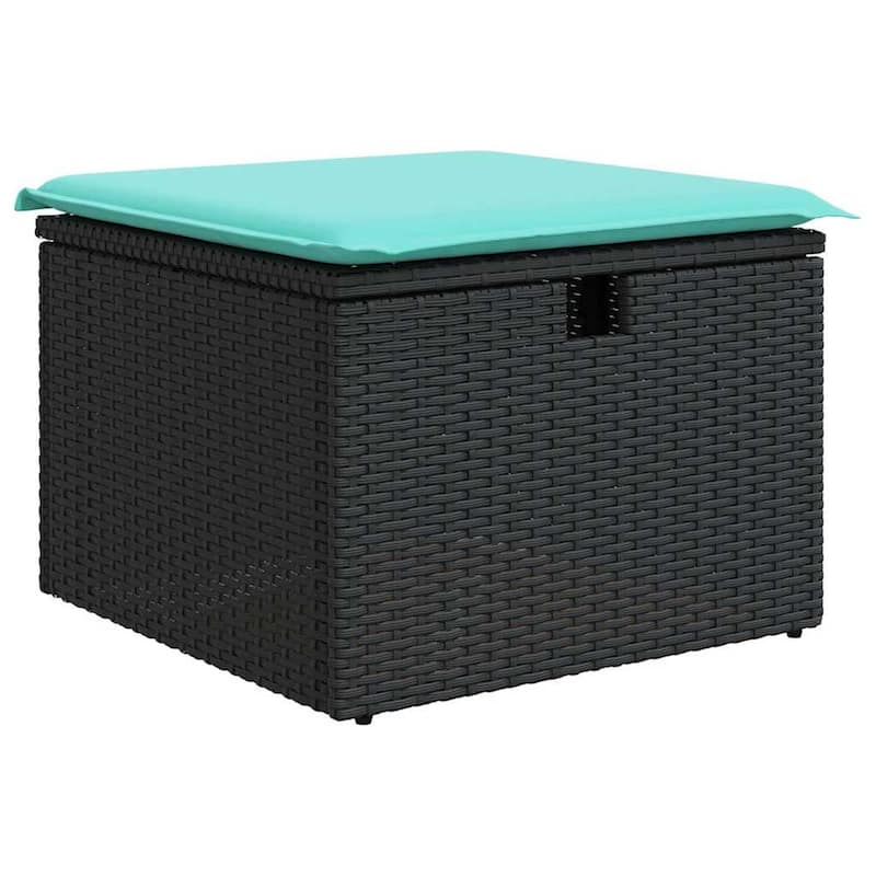 vidaXL Patio Sofa Set with Cushions and Table Outdoor Garden 9 Piece Poly Rattan - 24.4" x 24.4" x 27.2"