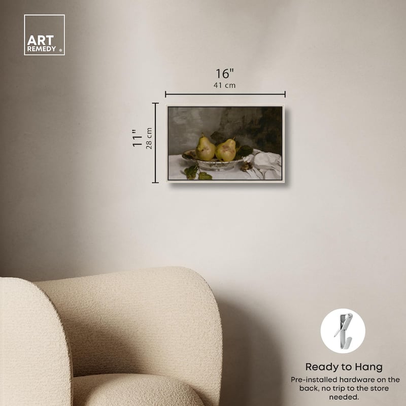 Two Pears in a Silver Bowl Canvas by Art Remedy