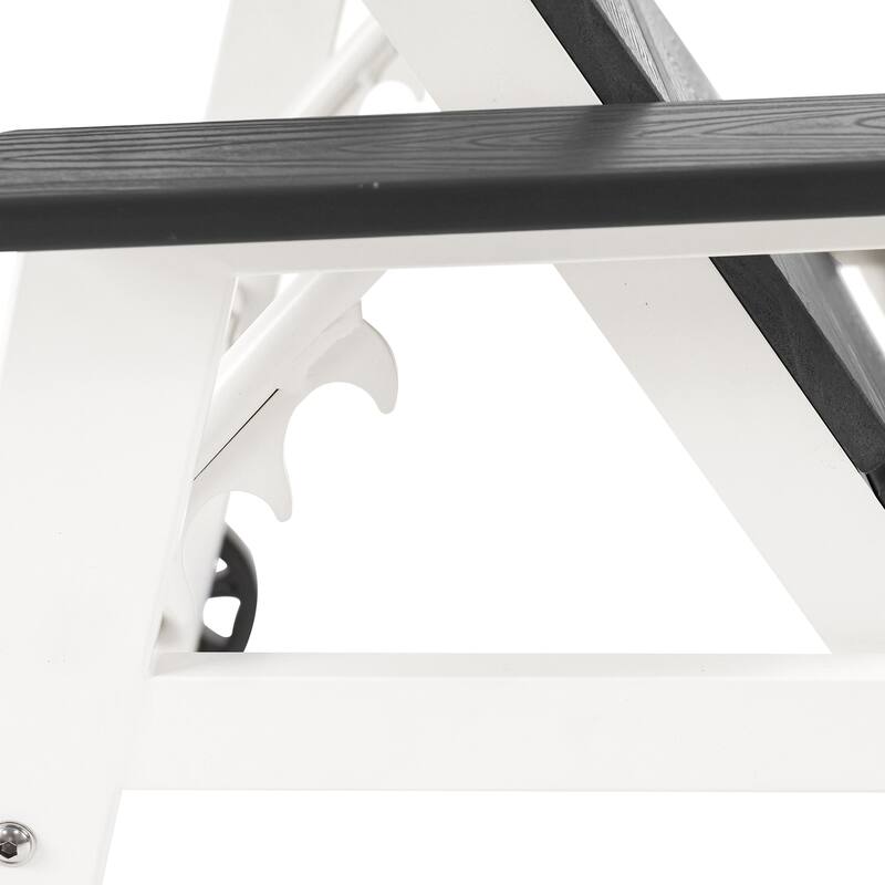 Outdoor Lounge Chair with HDPE Slats, Adjustable Positions & Wheels — All-Weather Aluminum Frame