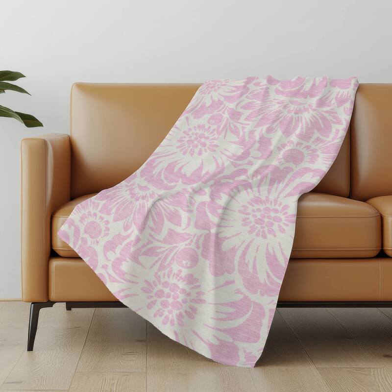 Premium Machine Washable Modern Floral Sherpa Throw Blanket