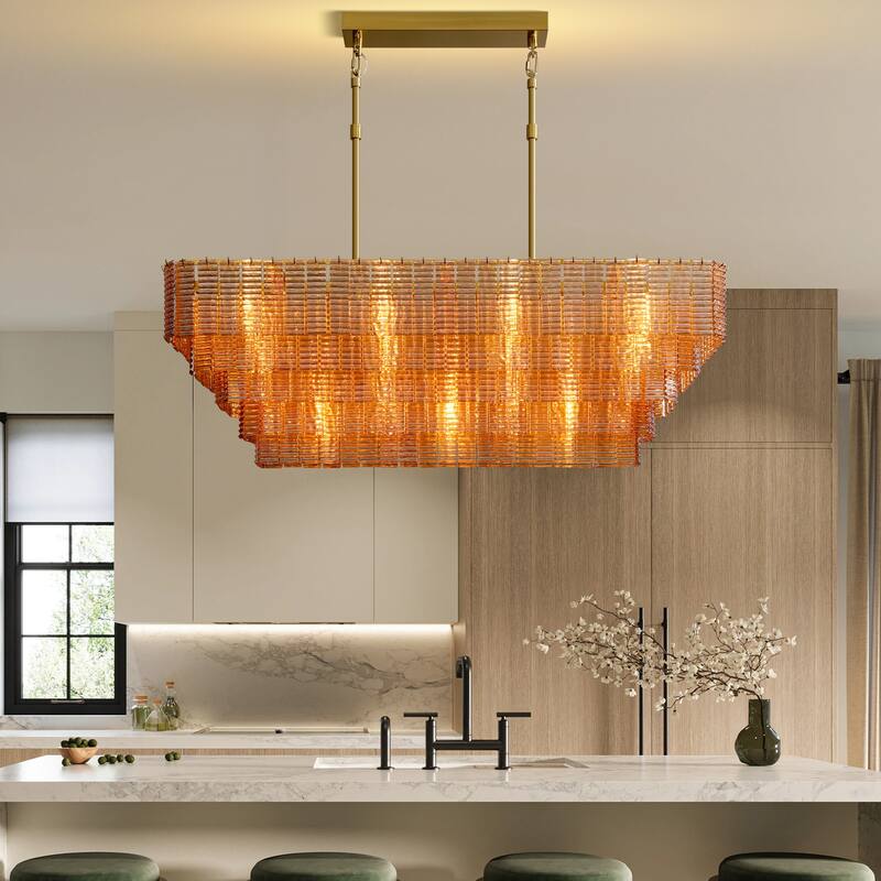 Modern Chandelier, 41 in. 9-Light Black & 59 in. 11-Light Gold Options for Dining Room, Living Room, Foyer, Bedroom