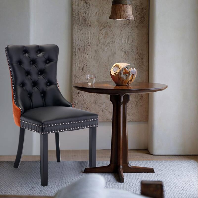 Tufted Naliheads Solid Wood Upholstered Dining Chairs (Set of 2)