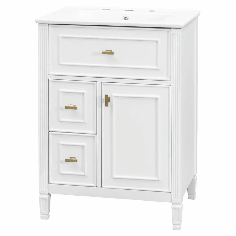 24-Inch Bathroom Vanity with Sink, Solid Wood and MDF Cabinet