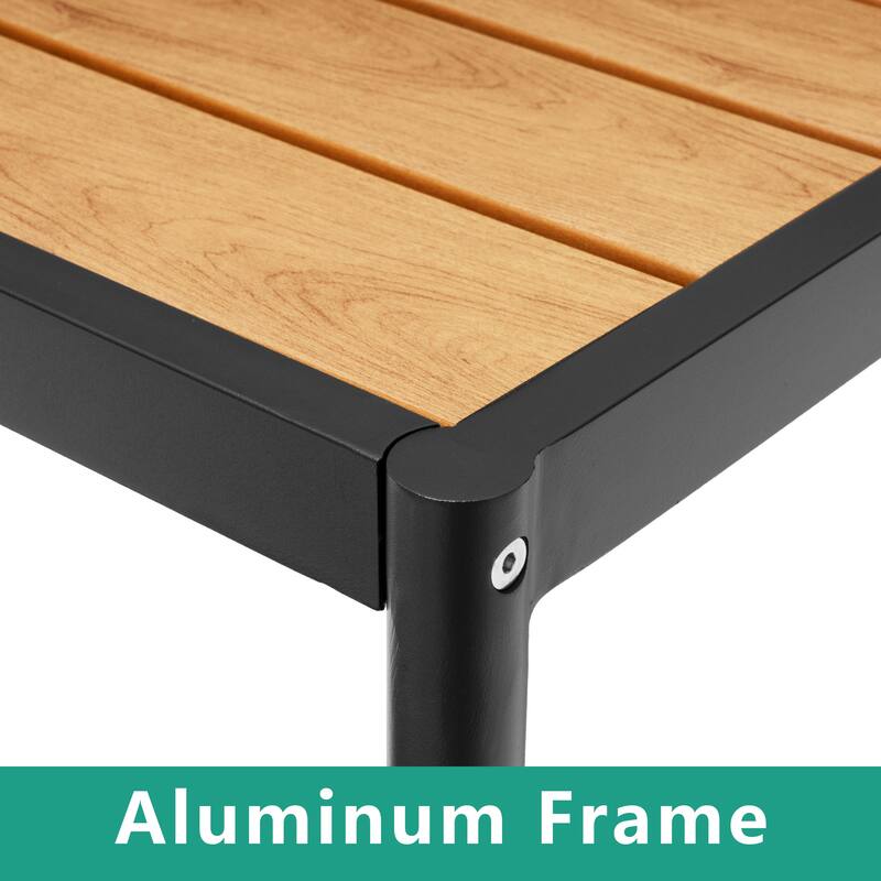 11-piece Outdoor Patio Aluminum Rectangle Dining Set with Umbrella Hole