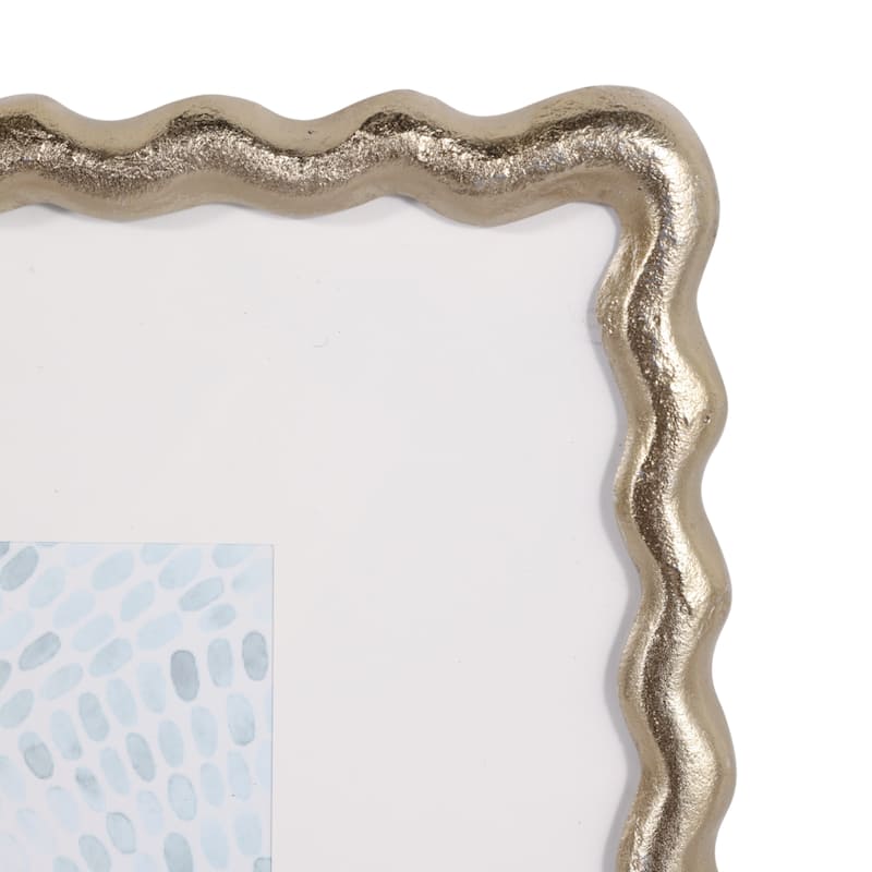Metal Wood Picture Frame Glass Fronts Wavy Edge Design Glam Boho