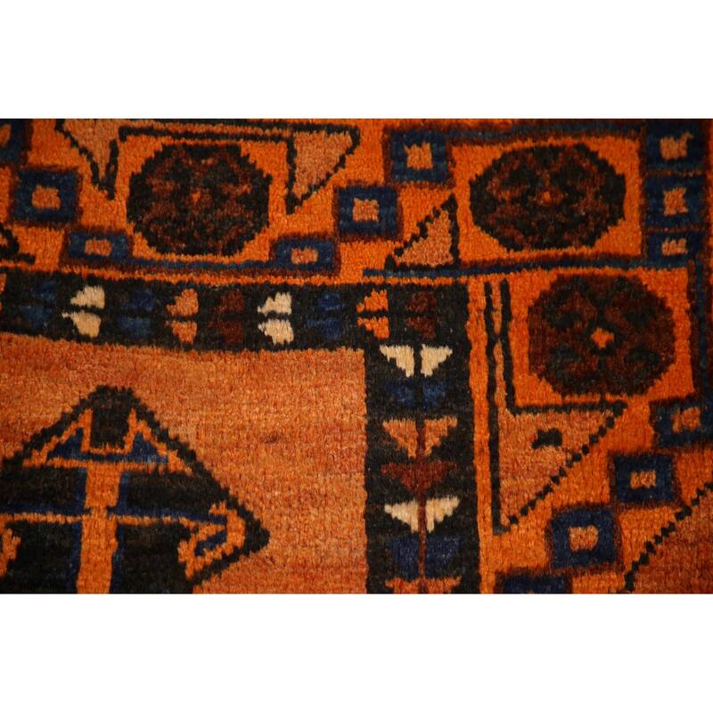 Hand Knotted Oriental 100% Wool Carpet Traditional Tribal Oranges & Rust Lori Area Rug - 7' 4'' X 4' 0''