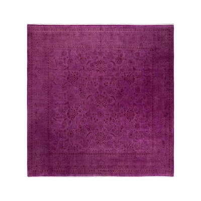 Overton Hand Knotted Wool Vintage Inspired Modern Contemporary Overdyed Pink Square Area Rug - 8' 2" x 8' 5"