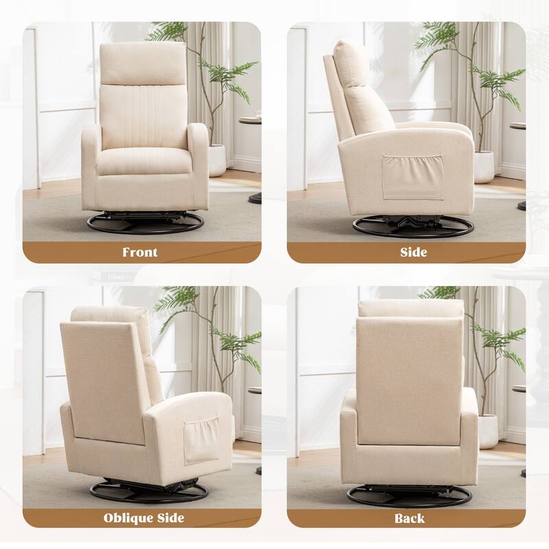HOMYKA Swivel Glider Rocker Accent Chair for Nursery with Side Pocket