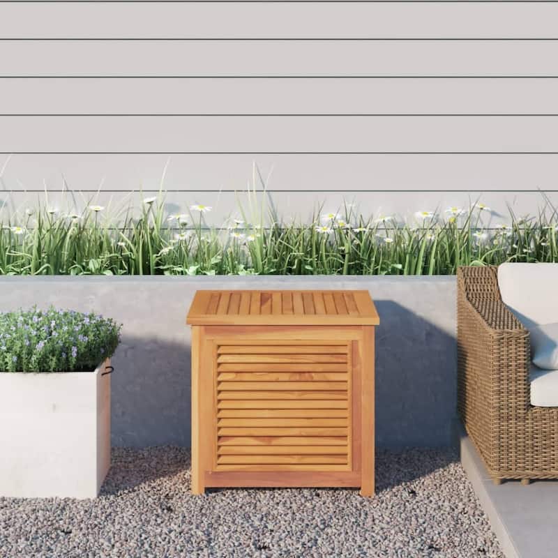 vidaXL Patio Storage Box Outdoor Cushion Storage with Bag Solid Wood Teak - 23.6" x 19.7" x 22.8"