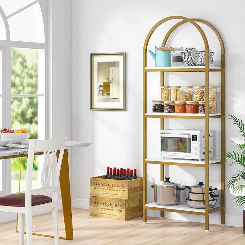 4-Tier Open Bookshelf, 70.8" Industrial Wood Bookcase Storage