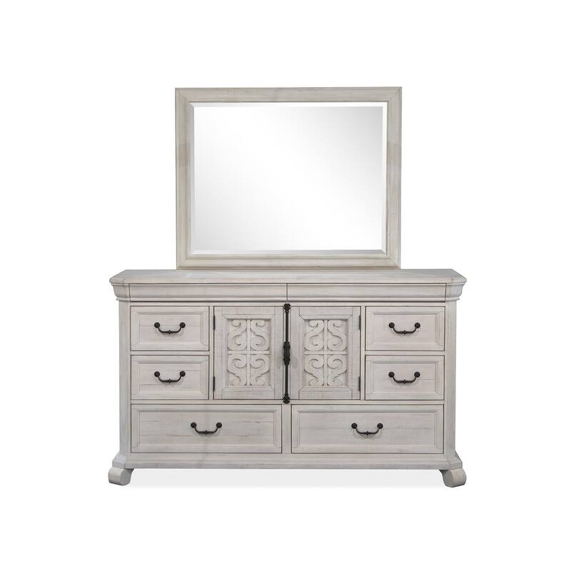 Magnussen Home Bronwyn Alabaster Drawer Dresser with Landscape Mirror