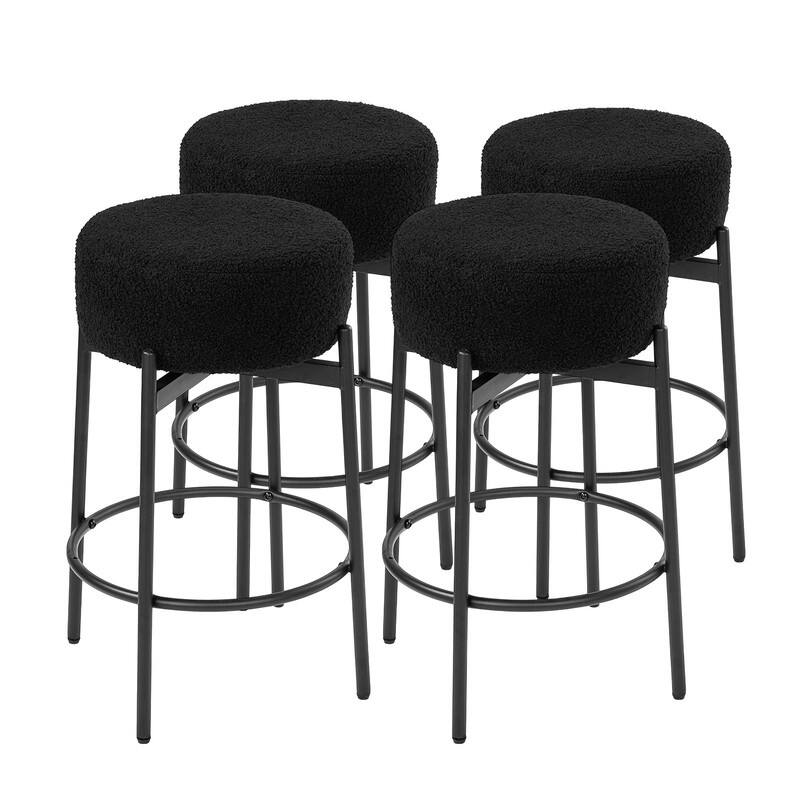 24/26 - Inch Swivel Bar Stools with Teddy Fleece Seat and Powder