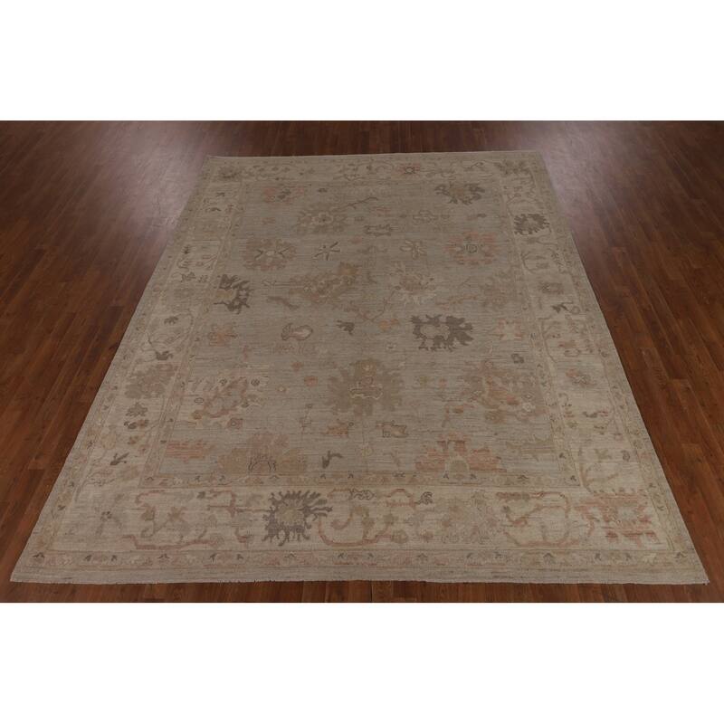 Earth Tone Oushak Vegetable Dye Area Rug Hand-Knotted Wool Carpet - 8'4"x 10'0"