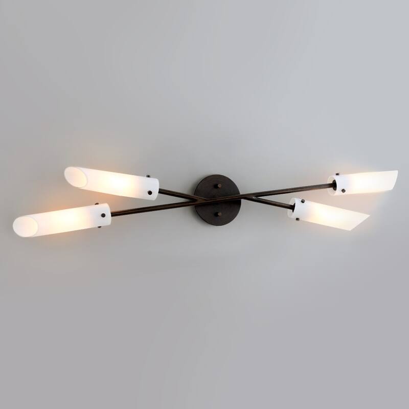High Line 1-light Dark Bronze Wall Sconce with Opal White Glass
