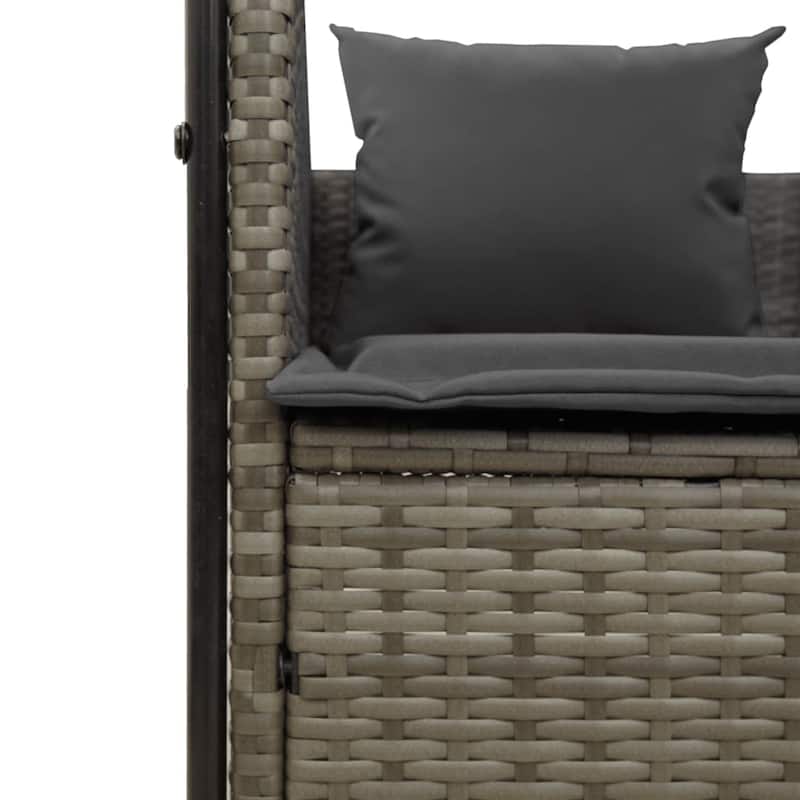 vidaXL Double Sun Lounger Grey PE rattan, powder-coated steel, polyester - 43.3 x 46.5 x 73.6