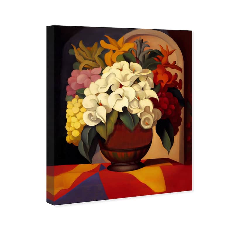 Wynwood Studio Canvas Floral and Botanical Mexican Flower Vase IV Orange and Traditional Wall Art Canvas Print