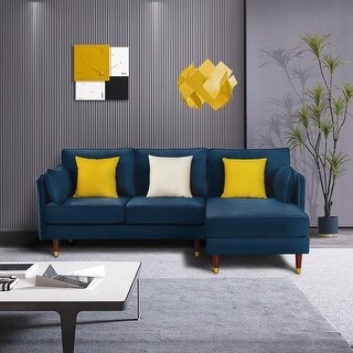 Reversible sectional Sofa Navy Soft Velvet fabric - Bed Bath & Beyond ...