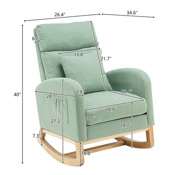 High Back With Headrest Solid Wood Indoor Rocking Chair Bed Bath