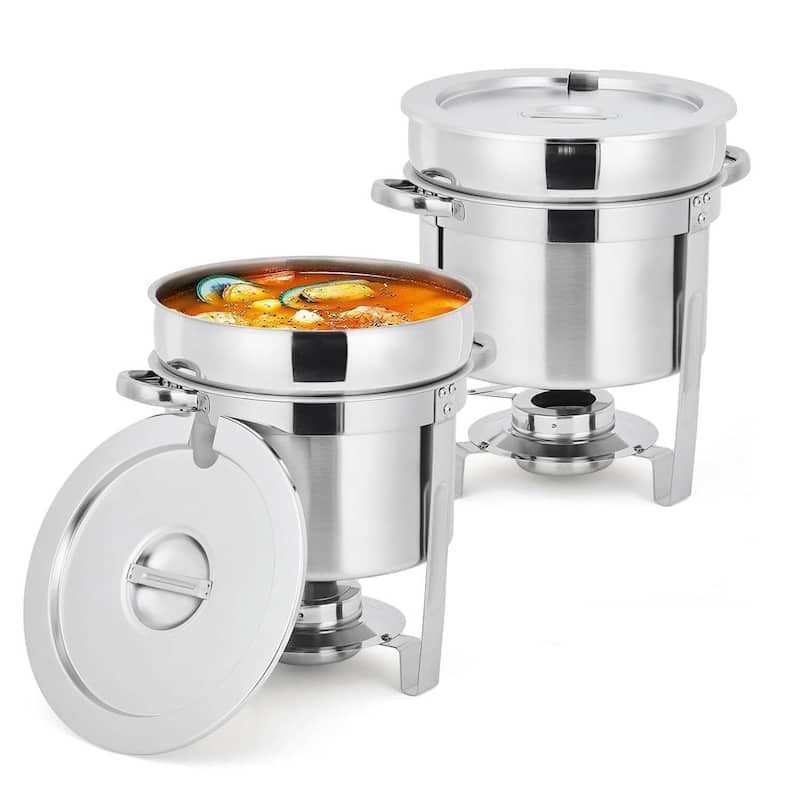 7QT Commercial Soup Warmer Set, Soup Chafer with Pots for Buffets, Events - 2 Pcs