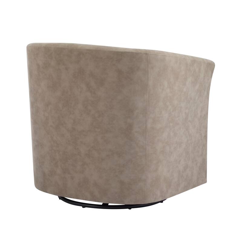 Roomfitters Wilmore Faux Leather Swivel Barrel Accent Chair, Modern 360-Degree Lounge Seating