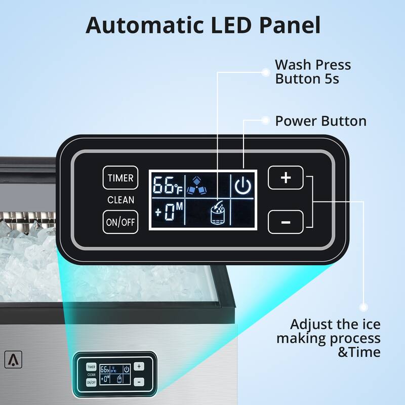 Commercial Ice Maker Machine, 150 lbs/Day, 33 lbs Storage Capacity - 150lb/day