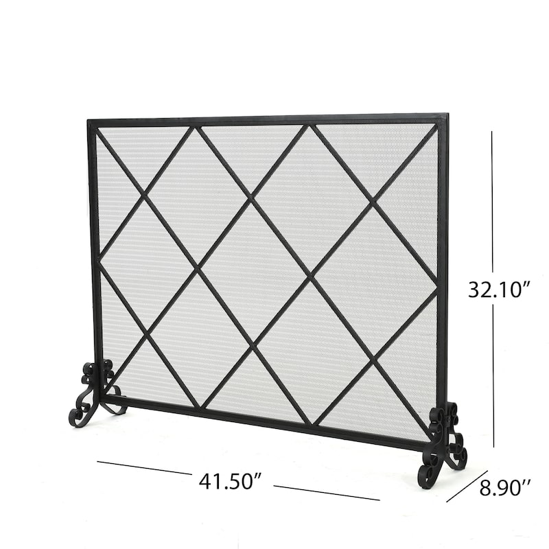 Roomfitters Modern Geometric Fireplace Screen, Single-Panel Design with Stylish Circle Patterns and Durable Mesh