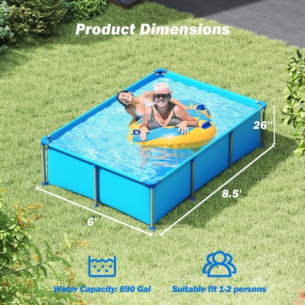 Costway 690 Gal Outdoor Family Swimming Pool with Metal Frame